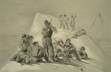 Vue du sommet, de Dix scènes de la dernière ascension du Mont Blanc, y compris cinq vues du sommet, par J.D.H. Browne, publié en 1853